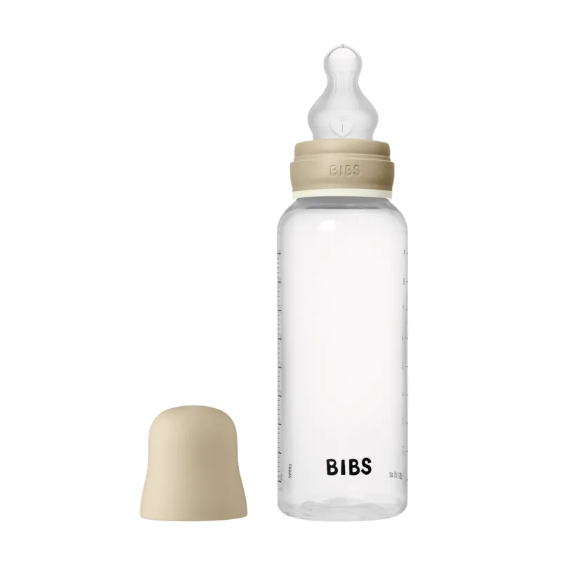 BIBS Medium Flow Glas Nappflaska Silikon 270 ml Rund, Vanilla GLOW