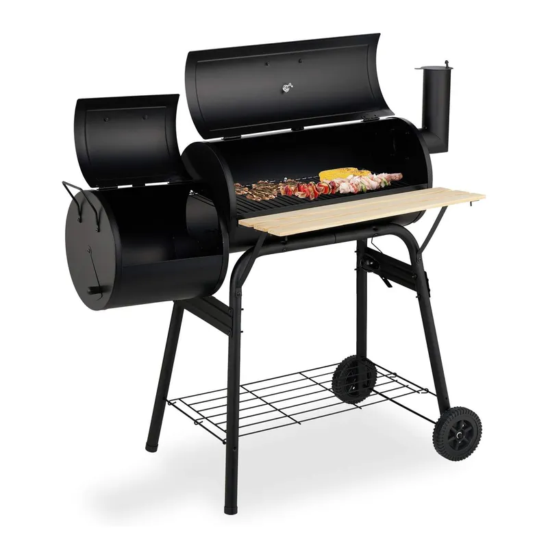 Smoker Barbecue Grill med lock - Mobil & Dual Chambers