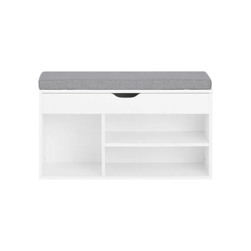 SoBuy Skobänk med sittdyna och skoförvaring - Förvaringsbänk för Hall & Entré 80x30x48cm Vit FSR45-HG