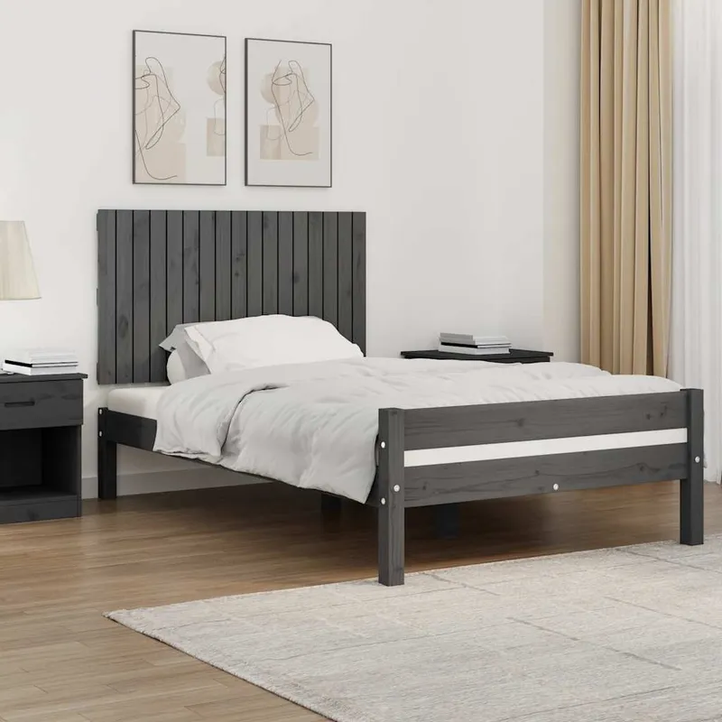 vidaXL Väggmonterad huvudgavel grå 108x3x60 cm massiv furu