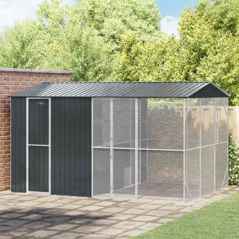 vidaXL Fågelbur Antracit 430 x 310 x 247 cm Galvaniserat Stål