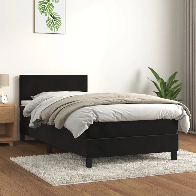 vidaXL Ramsäng med madrass svart 80×200 cm sammet