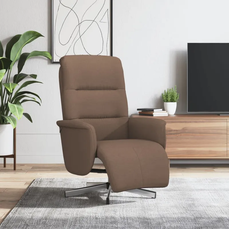 vidaXL Reclinerfåtölj med fotstöd brun tyg (#3466)