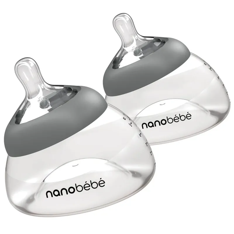 Nanobébé Bröstmjölksflaska Gen-2 Anti-kolik Grå 150 ml 2-pack