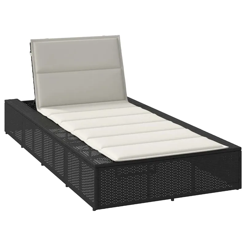 vidaXL Solsäng med flytande dyna svart konstrotting (#6482)