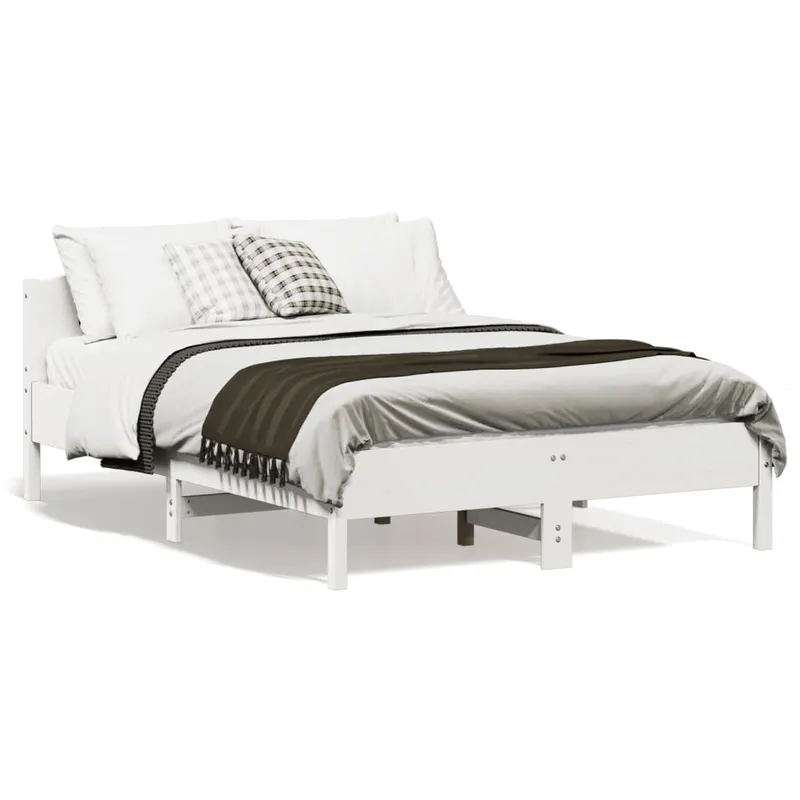 vidaXL Sängram utan madrass vit 140×190 cm massiv furu