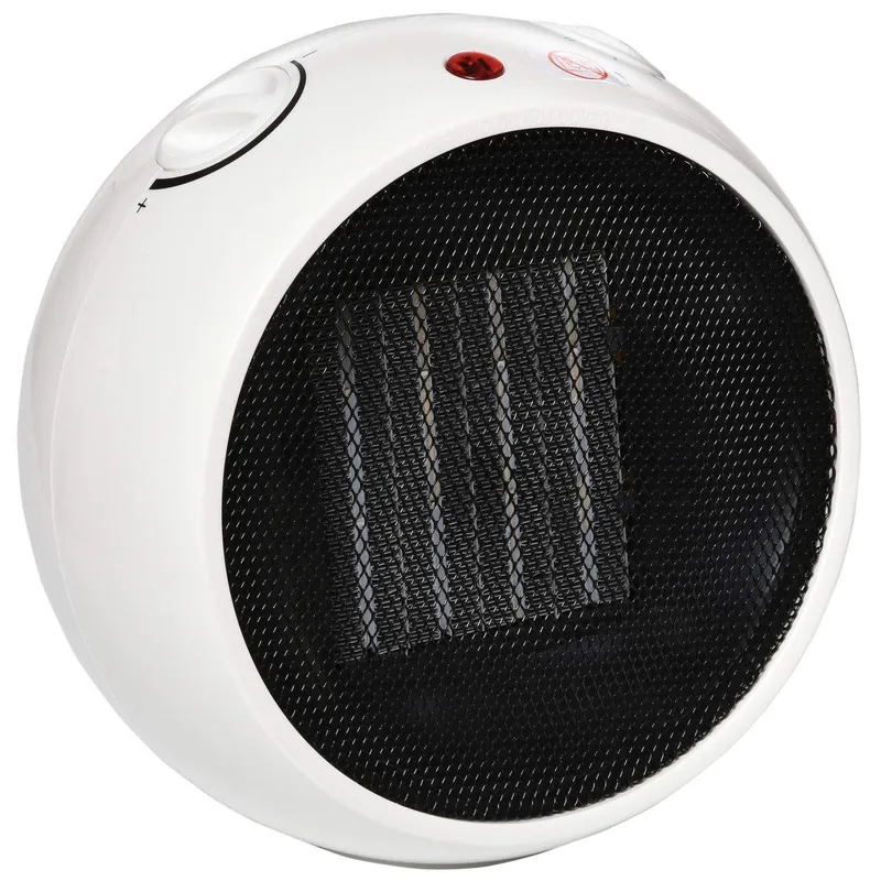 Vit och Svart Elvärmare 900W/1500W 22×18,5×21 Cm