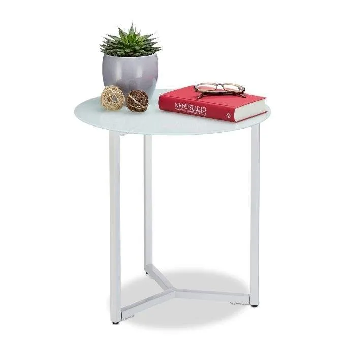 Sidobord runt glas & metall (#4898)