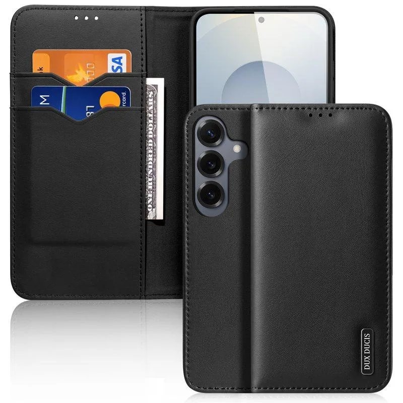 Dux Ducis Plånboksfodral för Samsung Galaxy S26 Äkta läder RFID – Svart