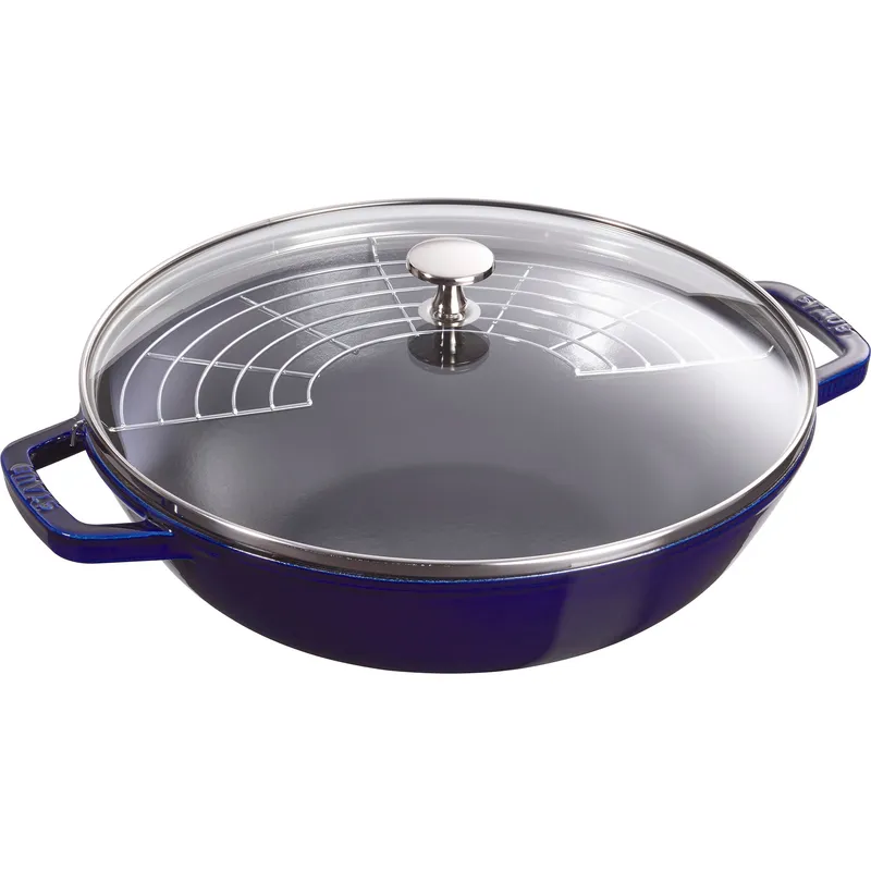 Staub Wok med glaslock 30 cm, mörkblå