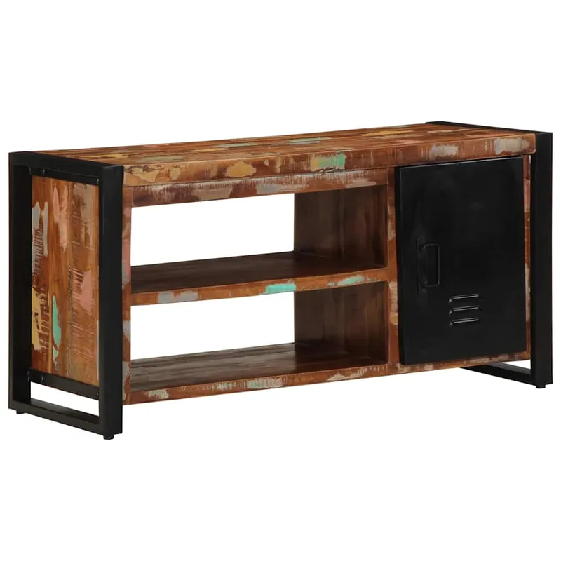 vidaXL Skobänk Flerfärgsdesign 100 x 40 x 50 cm Massivt återvunnet trä