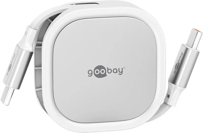 Goobay Uttdragbar USB-C-kabel 1m - Vit/Silver