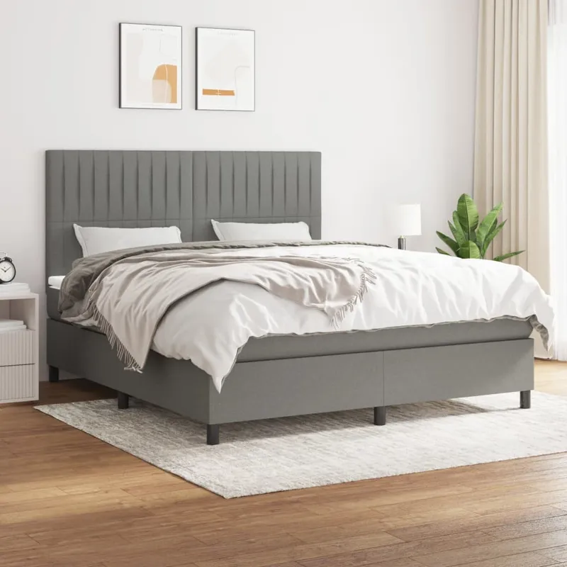 vidaXL Ramsäng med madrass mörkgrå 180×200 cm tyg (#6186)