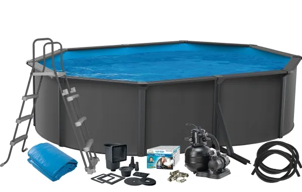 Swim And Fun – Basic Pool Oval 490 x 360 x 120 cm, Anthracite Grey
