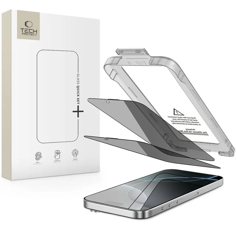 Tech-Protect Quick Set Spy+ iPhone 16 Pro Privacy Skärmskydd 2-pack