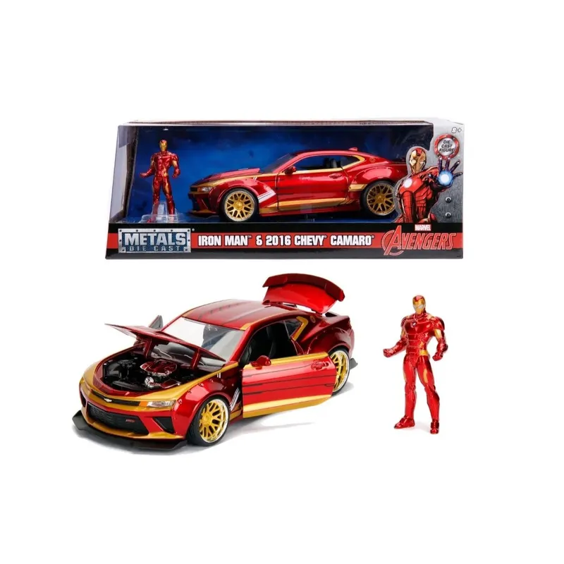 Marvel Iron Man 2016 Chevy Camaro med figur Metall 1:24 – Marvel – Leksaksaffären