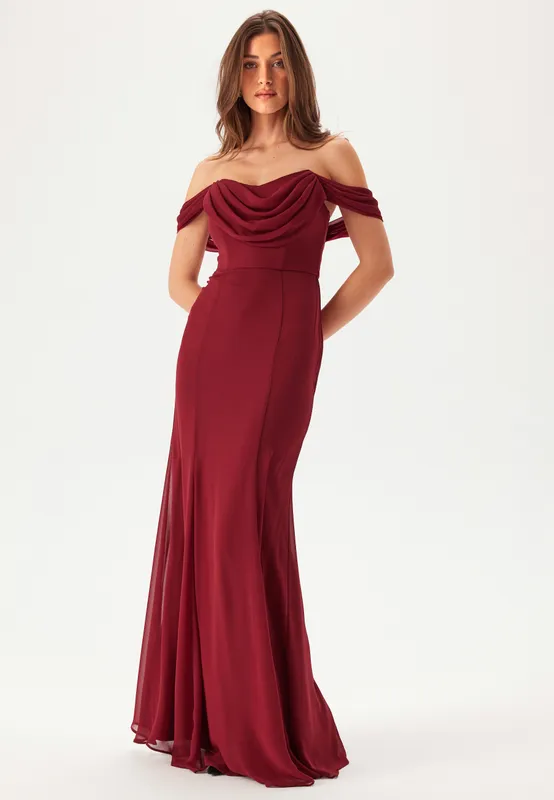 Chiffon Off Shoulder Maxi Dress (#1253)