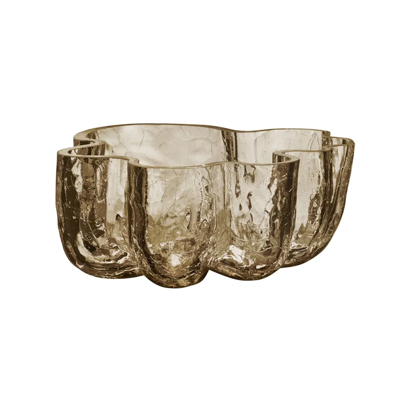 Kosta Boda Crackle ljuslykta 5,8 cm Taupe