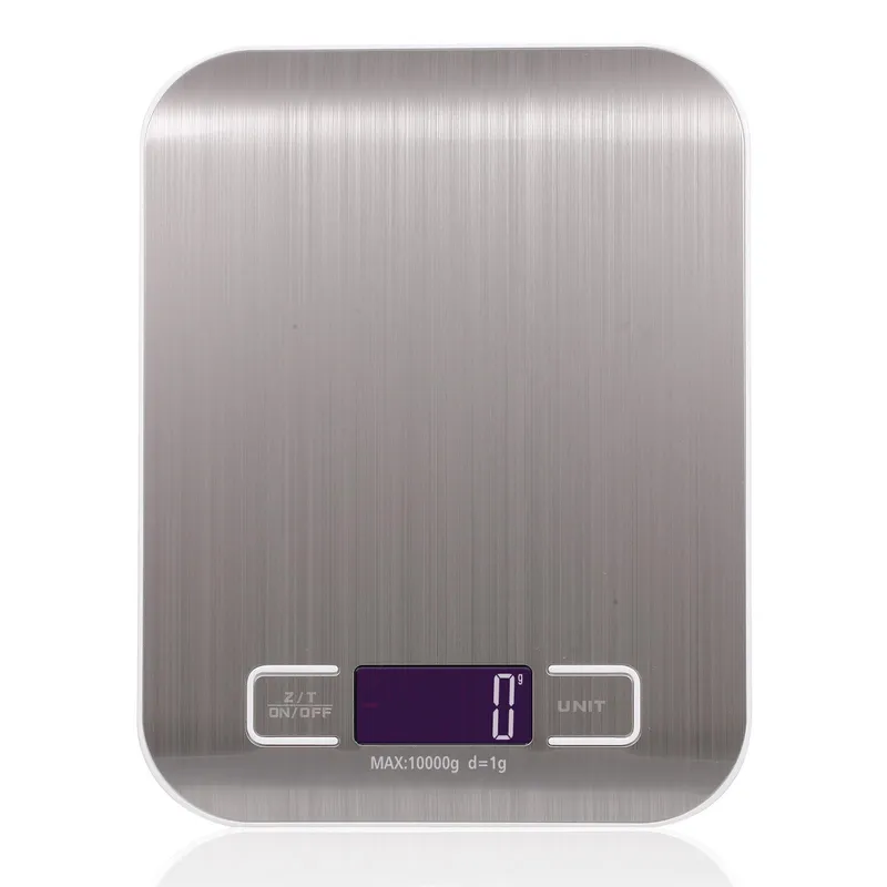 Köksvåg Digital Matvåg 10KG Mätområde för Matlagning Bakning g lb oz ml kg Mjölk ml Silver-rechargeable range 10kg silver