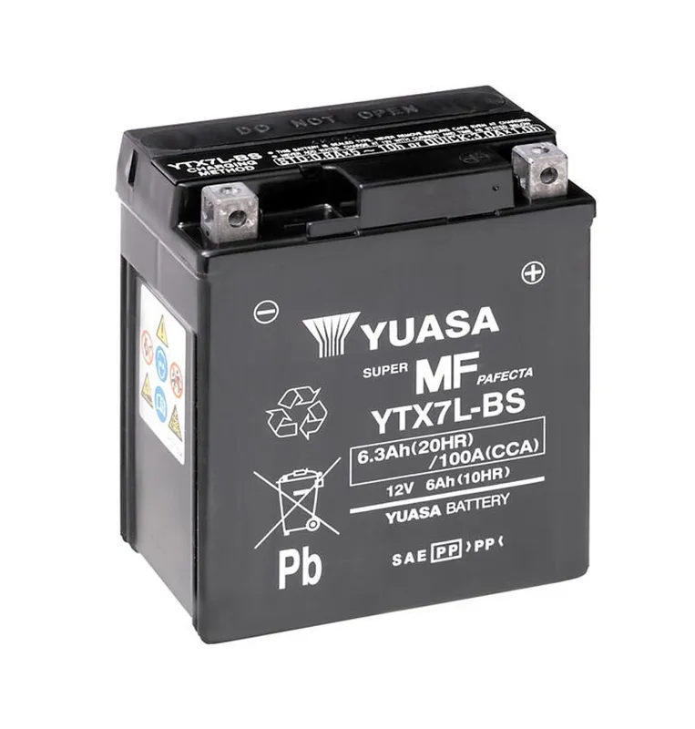Yuasa 12V YTX7L-BS MC-batteri 6Ah 114 x 71 x 131 mm