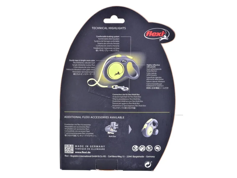 Flexi New Neon yellow leash L 5M 50KG