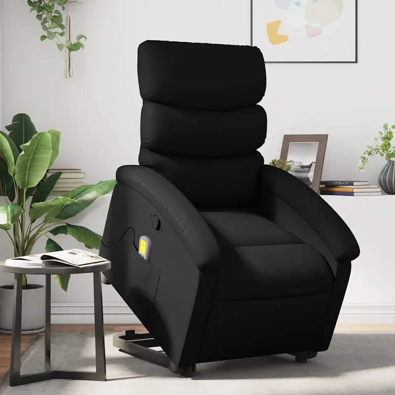 vidaXL Massagefåtölj med uppresningshjälp svart konstläder (#5359)