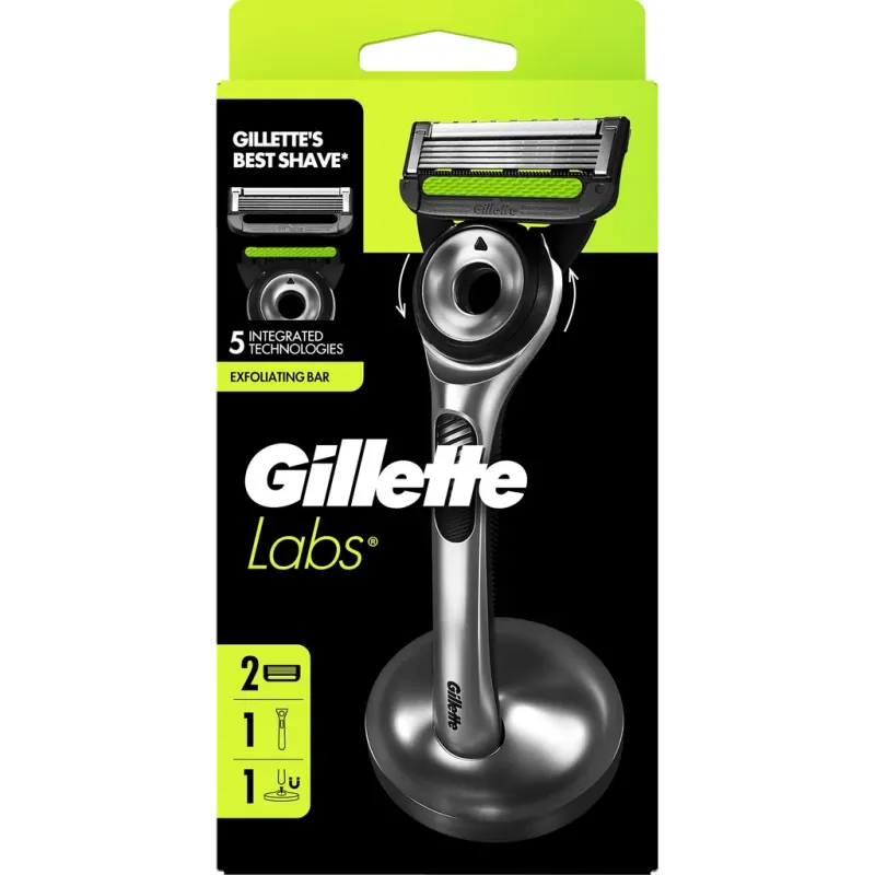 Gillette Labs Rakhyvel Set + 2 rakblad + stativ