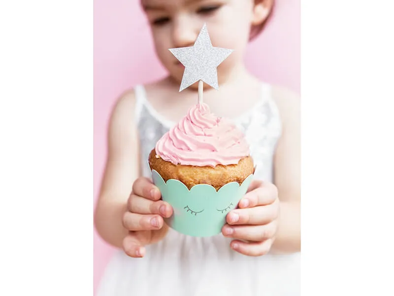 Cake picks | Silverglitter stjärnor