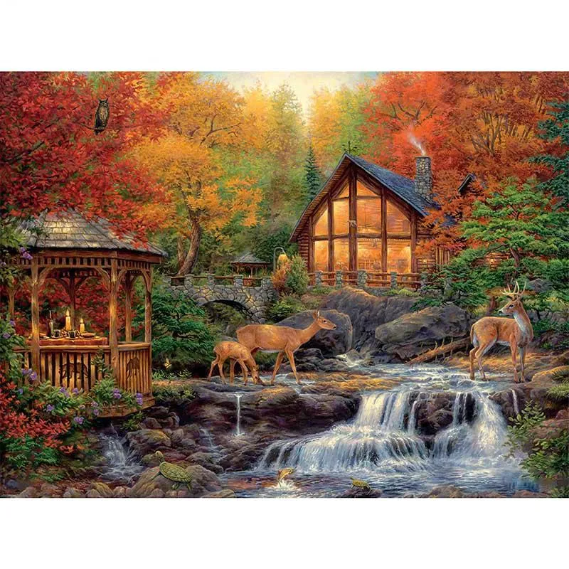 Gör-det-själv diamantmålning Djur i skogen Diamantbroderi korsstygn Strassmosaikmålning 20X30CM