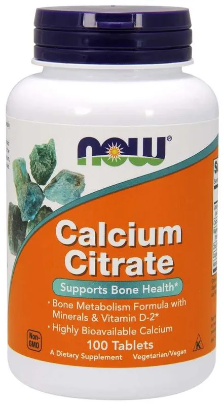 NOW Foods - Kalciumcitrat med Mineraler & Vitamin D-2, 100 tabletter