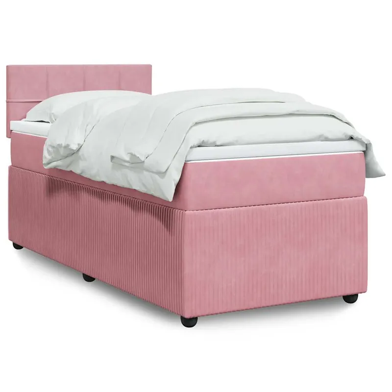 vidaXL Ramsäng med madrass rosa 100×200 cm sammet (#8493)