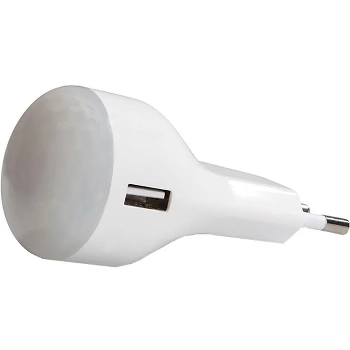CAPiDi USBNL1A Nattlampa med USB-laddare vit
