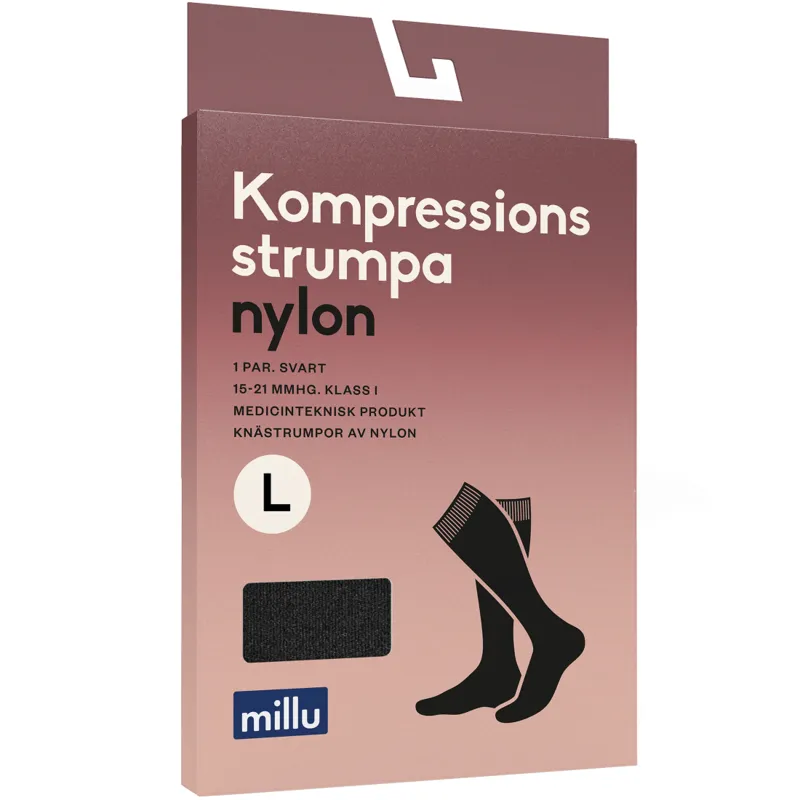 Millu Kompressionsstrumpa Nylon Svart L 1 par