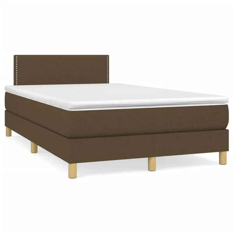vidaXL Ramsäng med madrass & LED mörkbrun 120×190 cm tyg (#9711)