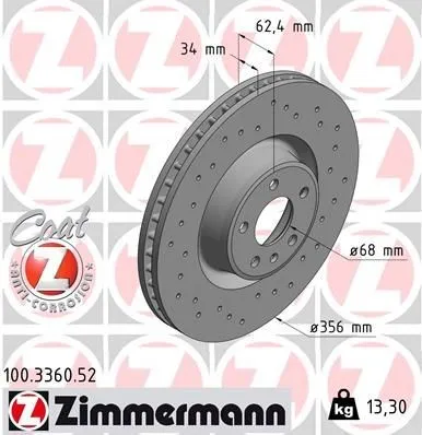 Bromsskiva ZIMMERMANN 100.3360.52