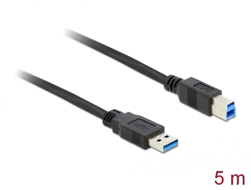 Delock - USB-kabel - USB typ A (hane) till USB Type B (hane) - USB 3.0 - 5 m - svart