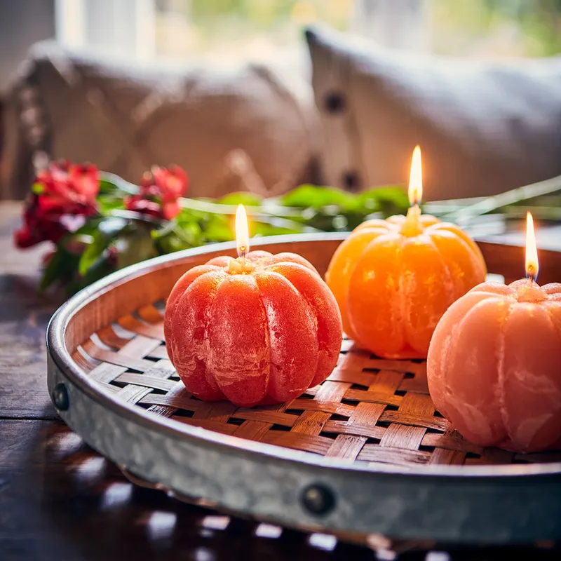 Pumpa-Ljus Deco – Mörk Orange – 10×10 cm