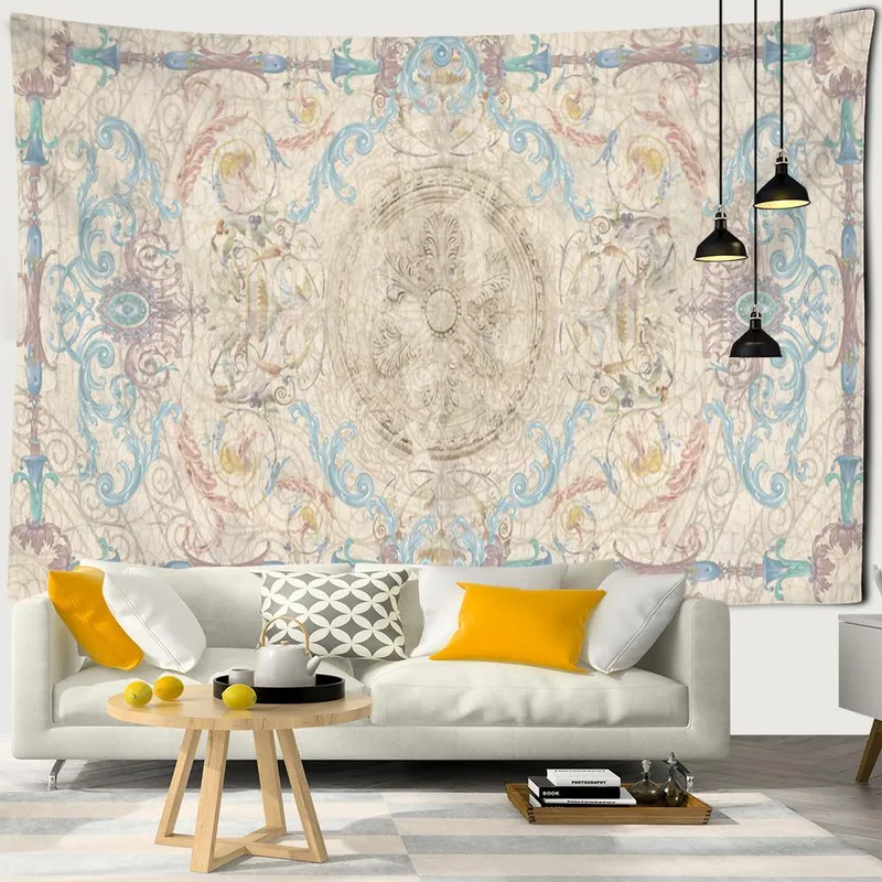 Preget veggteppe vegghengende bohemsk stil Enkel og elegant hippiebordmatte soveromskunst hjemmedekorasjon 95x70CM (#6006)