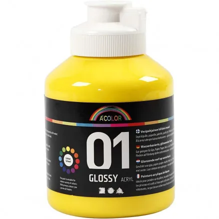 Akrylfärg blank 500 ml gul