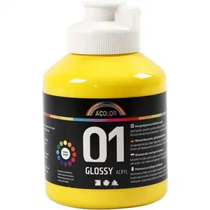 Akrylfärg blank 500 ml gul