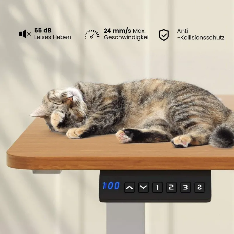 Höjdjusterbart skrivbord 140 x 60 cm elektriskt ståbord natur