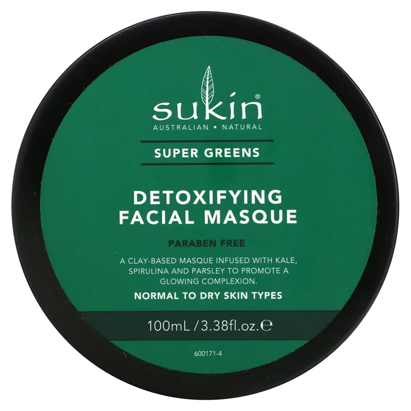 Sukin, Super Greens, Detox Facial Mask, 3.38 fl oz (100 ml)