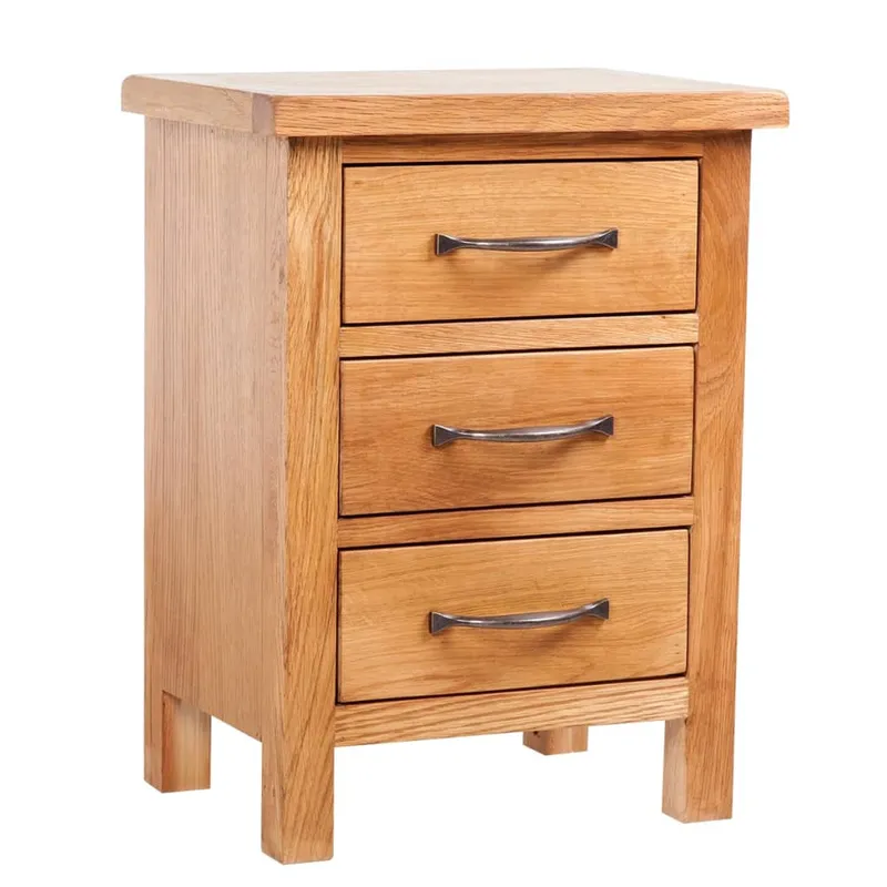 vidaXL Sängbord med 3 lådor 40x30x54 cm massiv ek