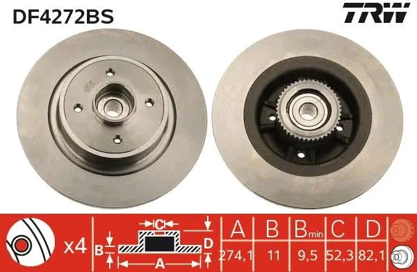 Bromsskiva TRW DF4272BS