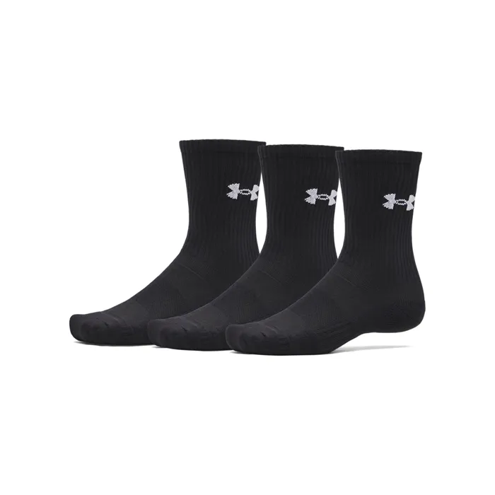Under Armour Unisex UA Performance Cotton 3-pack Crew Socks Ultimate Black