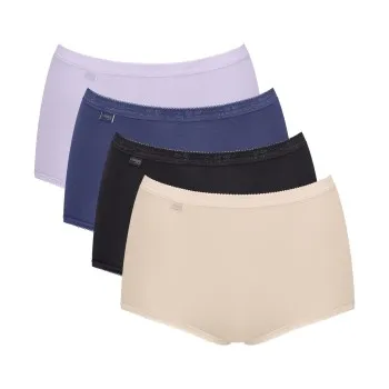 Sloggi Trosor 4P Basic Plus Maxi Panty Blå/Lila bomull 42 Dam