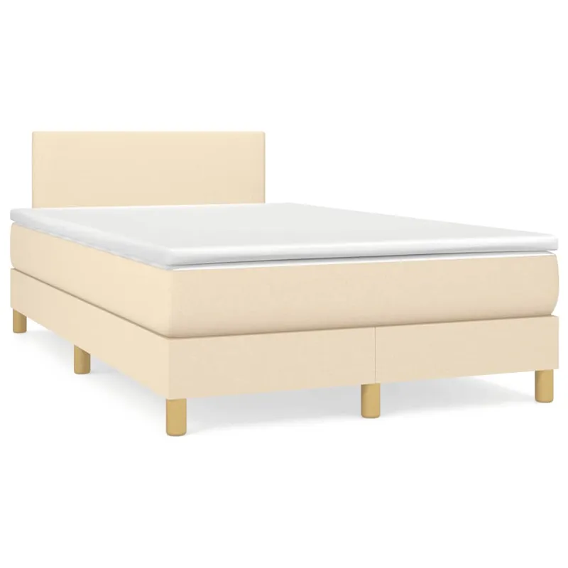 vidaXL Ramsäng med madrass gräddvit 120×190 cm tyg (#6505)