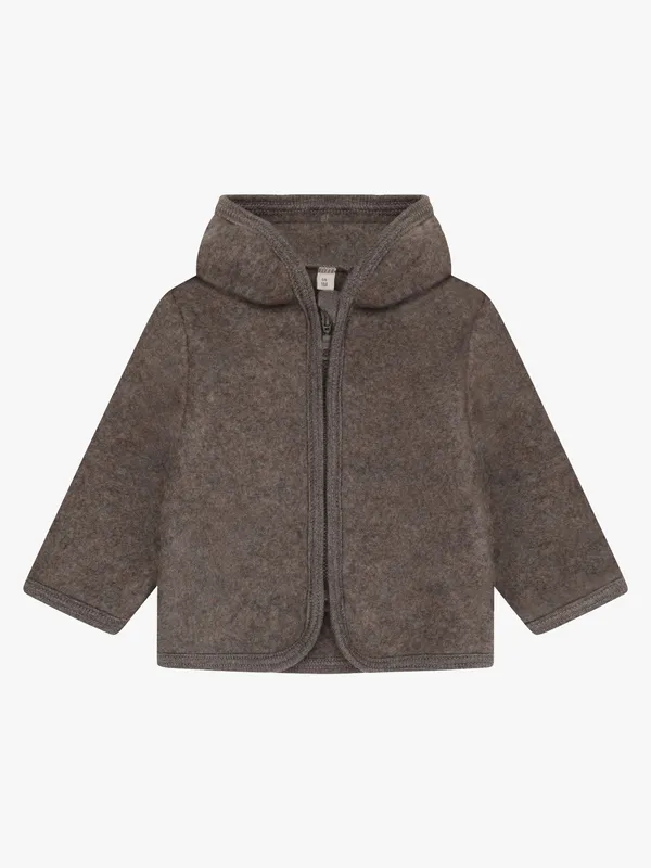 Huttelihut Ullfleecejacka Merino med Öron, Brown Melange, 68