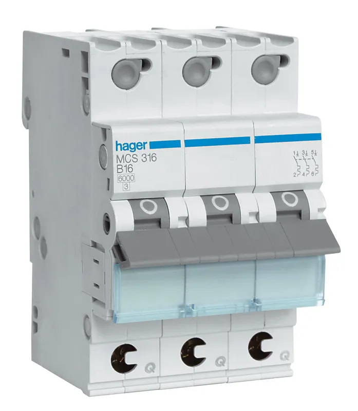 Hager MBS340 Dvärgbrytare 3-pol, 6kA, B-karakteristik 40A