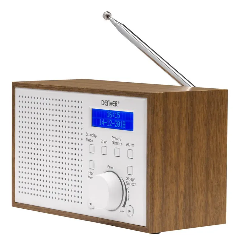 Denver DAB-46WHITE, Analog & Digital, DAB+,FM, 2 W, LCD, Brun, Hvid